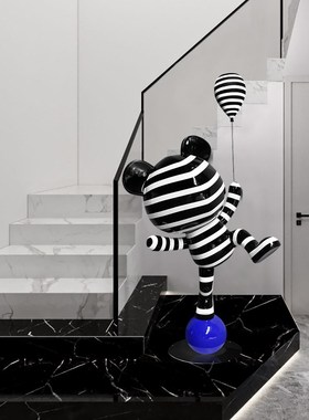 现代网红气球杂技熊卡通落地大摆件展厅样板间玄关雕塑橱窗装饰品