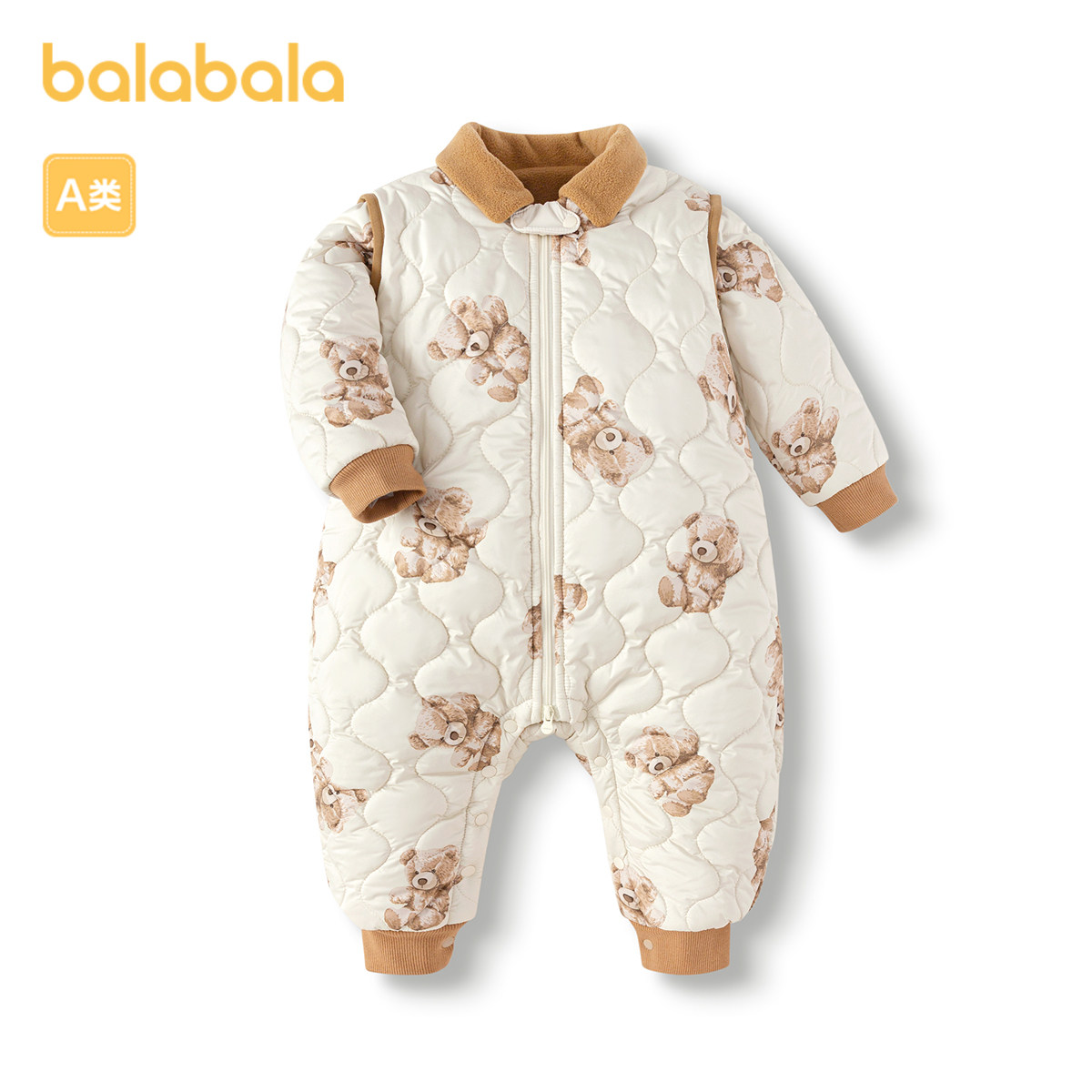 【balaOne】巴拉巴拉童装连体衣婴儿宝宝冬装2025新外出加绒加厚