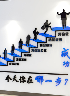 成功的阶梯墙贴励志亚克力3d立体办公室企业公司文化墙标语装饰