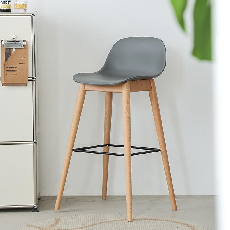 北欧前台咖啡f厅实木靠背高脚凳小户型现代简约家用创意时尚酒吧 - 图1