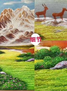 欧式手绘玄关风景竖版山水玄关走廊过道装饰画定制聚宝盆壁画