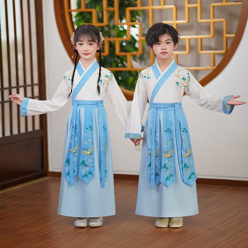 汉服儿童男童国学男女国风古装小书童演出服小学一年级开笔礼服装,淘宝优惠券,粉丝福利购,淘宝优惠卷
