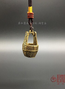 复古小铜件 黄铜迷你小水桶挂件全铜小木桶铜水桶钥匙扣