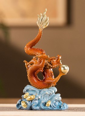 朱炳仁铜 财运兴龙腾飞版龙年摆件桌面办公室家居装饰开业礼品