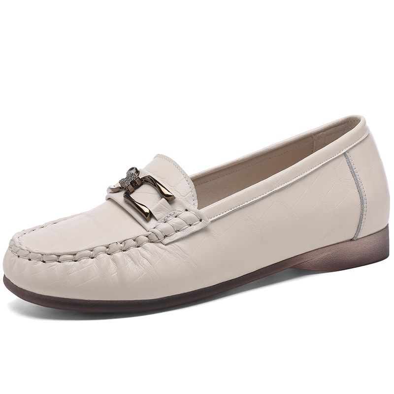 真皮平底单鞋春夏软底舒适妈妈鞋休闲浅口豆豆鞋皮鞋大码防滑女鞋,淘宝优惠券,粉丝福利购,淘宝优惠卷