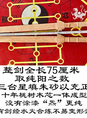 道士法剑器老h桃木一体原木无漆桃木太极剑健身晨练纯阳
