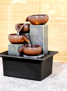 办公室桌面流水摆件循环水客厅喷泉生财风K水轮家居装饰品开业乔