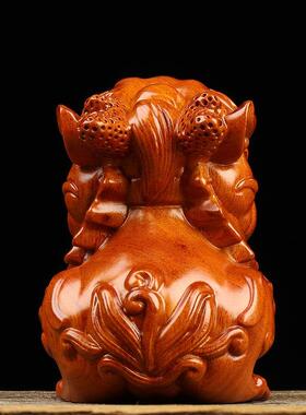 麒麟木雕摆件镇宅招财送子昭贵家居摆设红木工艺礼品