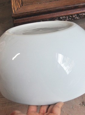 客厅家用小型陶瓷聚宝盆金鱼缸桌面摆件纯白阳台小院装饰水族箱