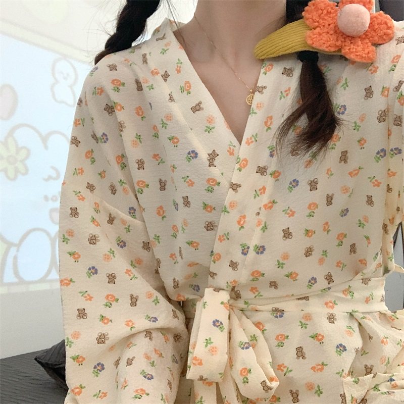 春秋长袖睡袍女士日式甜美可爱棉纱睡裙长款浴袍性感宽松家居服夏,淘宝优惠券,粉丝福利购,淘宝优惠卷