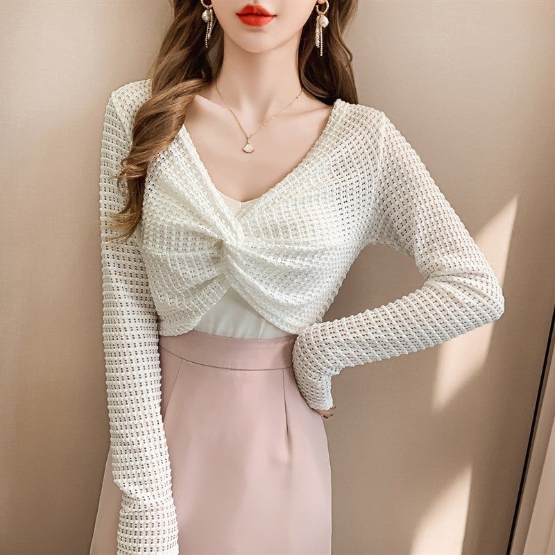 白色吊带连衣裙外搭罩衫高级感秋季短款开衫小个子披肩蕾丝上衣女,淘宝优惠券,粉丝福利购,淘宝优惠卷