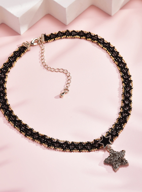 颈链夏脖子锁骨链项链饰品设计感黑色项圈装饰2021年新款戴配饰女