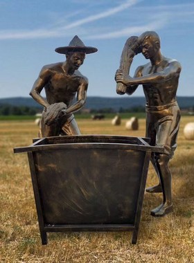 玻璃钢铸铜人物雕塑彷铜像农耕文化雕像户外园林装饰景观摆件定制