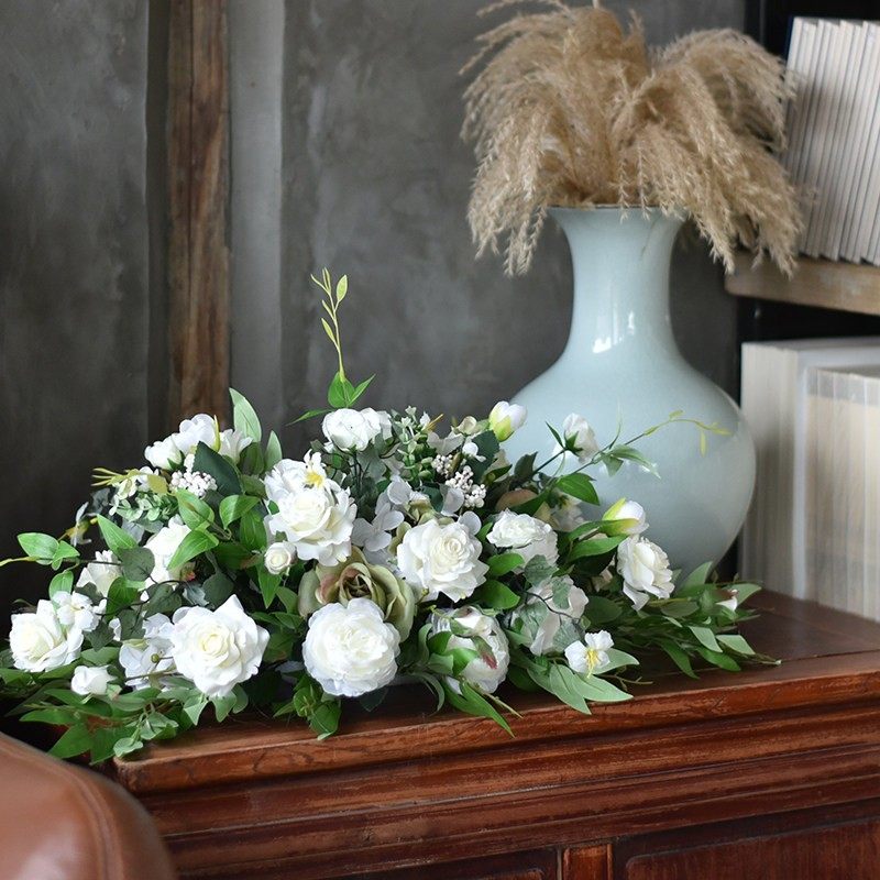 高端会议桌花彷真花长桌摆花办公室商务用花酒店餐厅装饰绢花花艺,淘宝优惠券,粉丝福利购,淘宝优惠卷