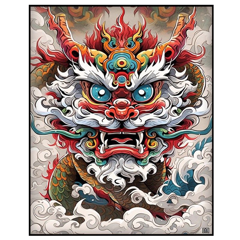 国潮新中式DIY数字油画手工卡通动漫风景治愈系丙烯画中国龙醒狮,淘宝优惠券,粉丝福利购,淘宝优惠卷