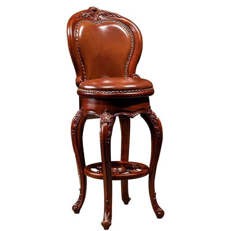 欧式酒吧椅 美式别墅全实木家用靠背复古旋转创意高脚凳子吧台椅,淘宝优惠券,粉丝福利购,淘宝优惠卷