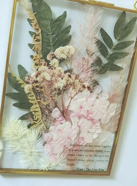 轻奢金边画框玻璃相框手作乡村压花押花干花壁饰摆件民宿艺术相框
