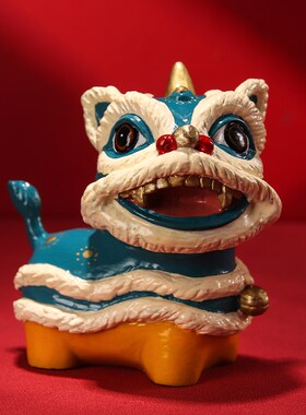 阿三铜艺黄铜摆件《舞狮降福》家居客厅桌面电视柜玄关礼品装饰品