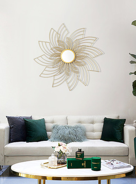 家居装饰壁饰旋转花壁挂铁艺挂饰电镀拉丝防锈防潮样板房饰品挂件