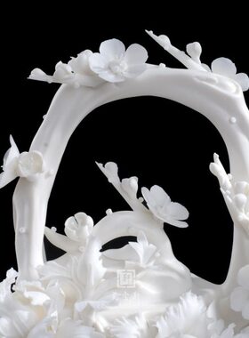 手工瓷花牡丹梅花 福满乾坤 德化白瓷花壶家居摆件结婚生日礼品