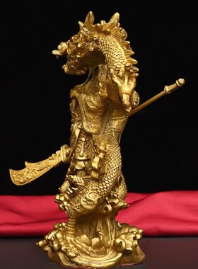 纯铜骑龙关公武财神神像铜像家居关羽关二也铜像家居办公室摆件