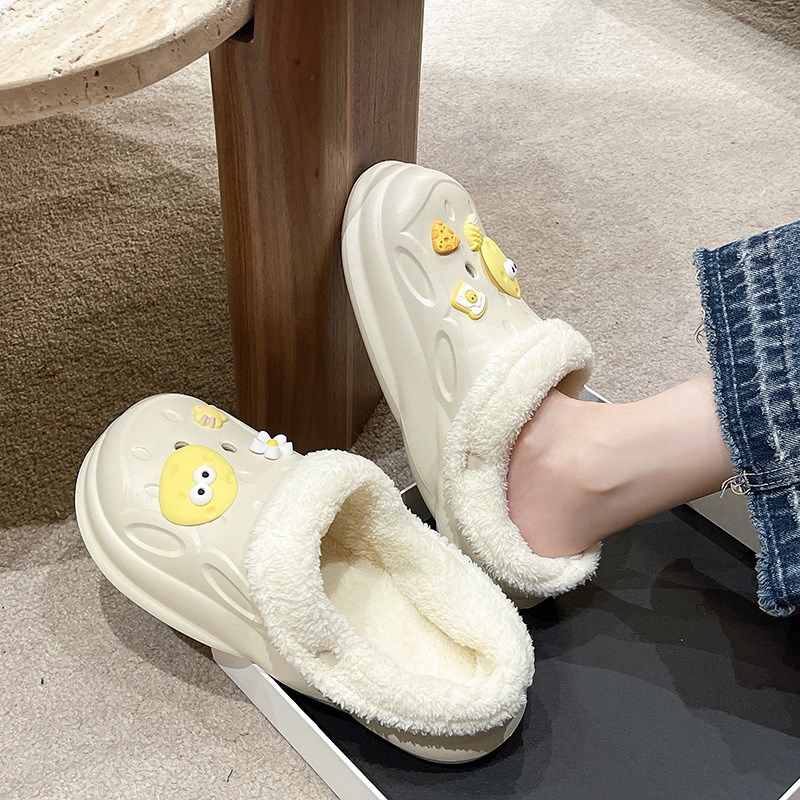 洞洞鞋冬季加绒女士2024新款室内家居办公室可拆卸棉拖鞋女冬厚底,淘宝优惠券,粉丝福利购,淘宝优惠卷