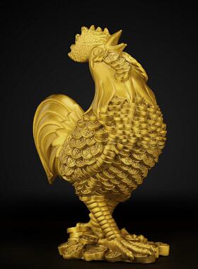 铜鸡摆件纯黄铜公鸡工艺品家居装饰品十二生肖招财金鸡吉祥物摆设
