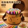Count Rosa - Soft and cute felt bag with 120 colors of acrylic markers, stackable and non-transparent, portable cross-body storage bag, children's hand-painted graffiti watercolor pen gift hug bucket