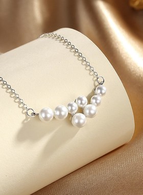 法式高级感合成珍珠纯银项链女925银不规则小众设计感甜美项饰