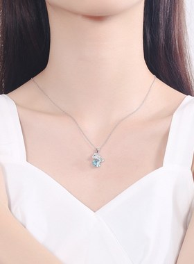 老鼠吊坠本命年项链女生潮网红时尚锁骨链金钱蓝色水晶生肖饰品