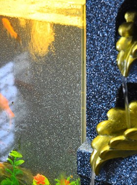 水调江南家居欧式客厅金色招财装饰品景观鱼缸流水喷泉落地摆件