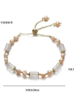 手链女 竹节淡水珍珠手链可调节简约手环时尚日韩风时尚小众手饰