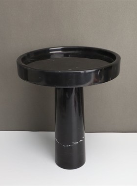 欧式创意黑色大理石盘摆件样板房售楼部卧室书房客厅桌面软装饰品