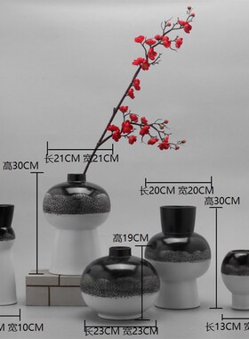 现代轻奢新中式创意陶瓷花瓶摆件客厅电视柜插花花器博古架装饰品