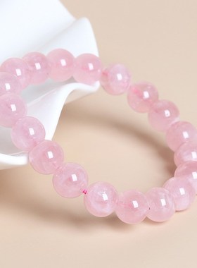 正品保障天然果冻马粉晶手链女款简约水晶圆珠手串手饰品现货