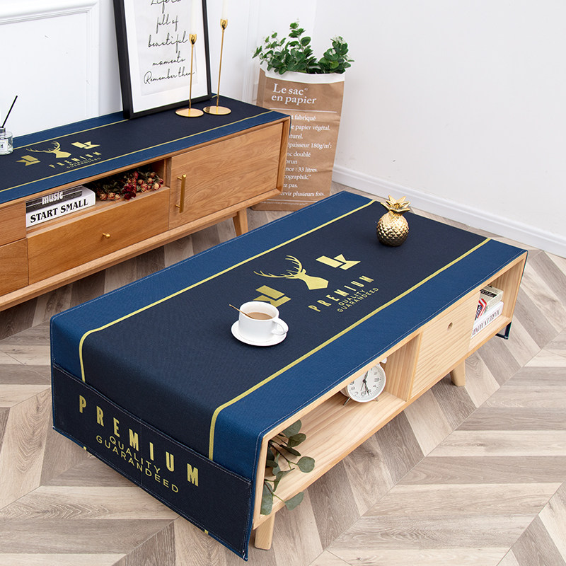 Nordic style waterproof tea table cover cloth thickened cotton linen rectangular table cloth dustproof table cloth versatile home fabric art