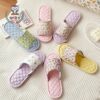 New Korean style floral quilted fabric slippers for women in spring and autumn for home indoor mute non-slip soft bottom floor mops