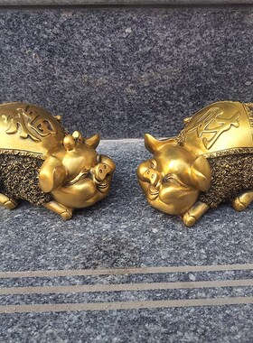 纯铜财富猪生肖猪金猪福运招财聚财家居客厅装饰铜器动物桌面摆件
