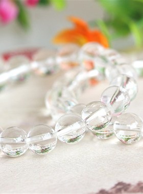 天然白水晶手链 圆珠精挑3456A  非电压养晶饰品 白水晶