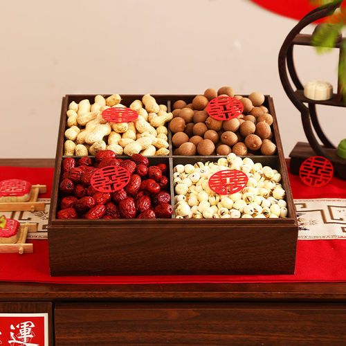 结婚订婚摆件早生贵子干果盒子婚房布置新婚压床坚果盒子装饰用品 - 图2