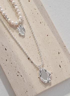 镜泊系列 银本色珍珠项链