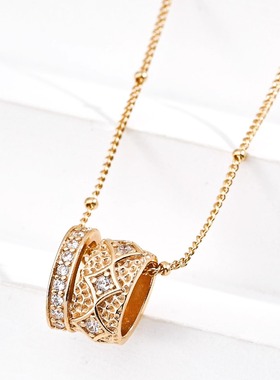 S925银复古设计感锆石吊坠项链