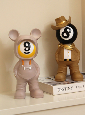 黑八台球厅俱乐部玄关装饰品创意摆件九号台球小子桌球馆开业礼物