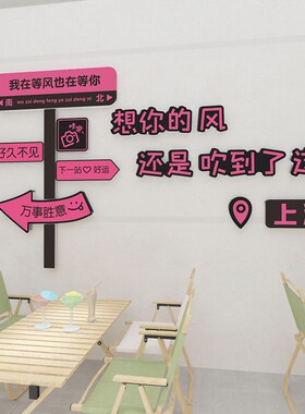 网红民宿3d立体拍照区墙贴自粘文字指示牌贴纸室外装饰背景板摆件