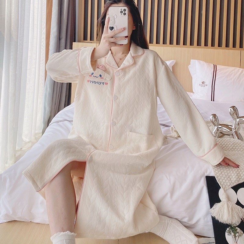 孕妇哺乳睡裙带胸垫款秋冬季怀孕期专用大码待产睡衣月子服空气棉,淘宝优惠券,粉丝福利购,淘宝优惠卷