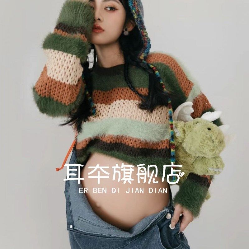 影楼孕妇照服装少女感牛仔背带裤时尚小清新妈咪艺术照写真摄影服,淘宝优惠券,粉丝福利购,淘宝优惠卷