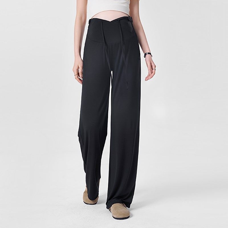 [新品]孕妇裤春季2025新款外穿托腹糯米阔腿裤直筒显瘦黑色长裤子,淘宝优惠券,粉丝福利购,淘宝优惠卷