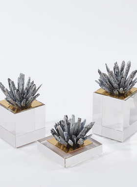 北欧轻奢装饰品天然晶石电视柜酒柜客厅玄关水晶茶几创意家居摆件