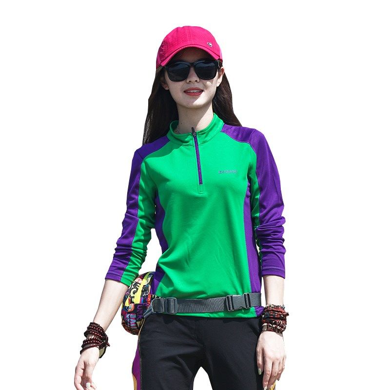 户外速干衣女长袖T恤上衣拼色修身显瘦防晒吸汗透气运动登山徒步,淘宝优惠券,粉丝福利购,淘宝优惠卷