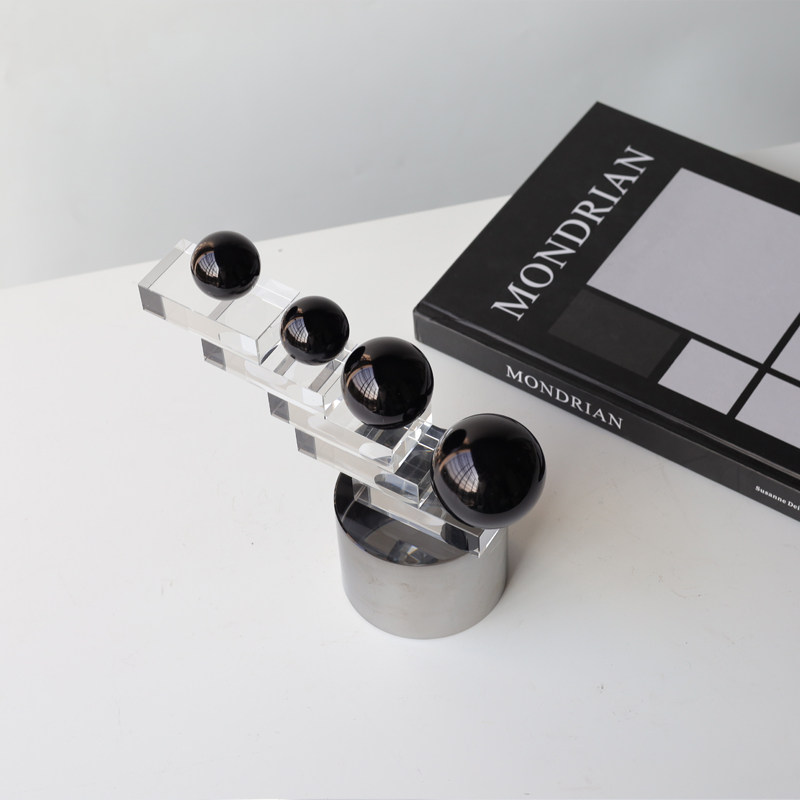 现代简约水晶球阶梯抽象摆件样板房客厅书房玄关茶几桌面软装饰品,淘宝优惠券,粉丝福利购,淘宝优惠卷